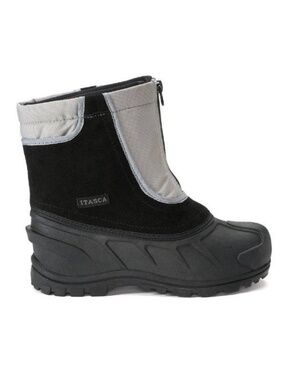 Itasca Winter Snow Boots 3 Kids Black Gray Waterproof Zip Removeable Liner